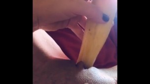 Lonely MILF cums on a squash