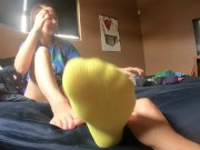 Trying on different socks, tickling and foot worship 14/16