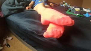 Trying on different socks, tickling and foot worship