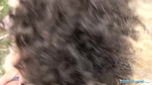 Public Agent Spanish shaven pussy fucked outdoors in public