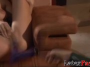 Latex dominatrix dildo fucking inked sub babe 11/16