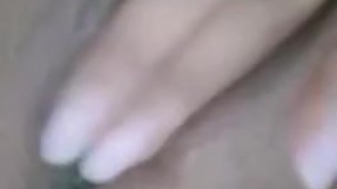 Black babe plays with her pussy after masterbation