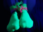Glow in the dark blowjob and sockjob with hands and feet tied up 6/16