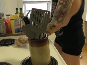 Tits Hanging Out While I Clean The Stove
