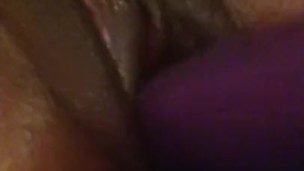 Juicy black pussy creams on a massive toy.