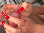 Handjob, nailsjob, sharp red nails! 2/16