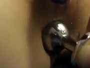 Teasing my tight little asshole by inserting tail butt plug up my cute bum