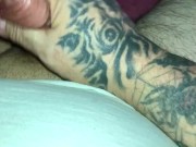 Lance tiny dick jacking in pussy sleeve