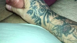 Lance tiny dick jacking in pussy sleeve