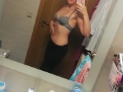 Redhead Strips in front of a Mirror