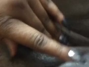 Ebony bbw plays with pussy at work