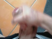 Bathroom solo masturbation