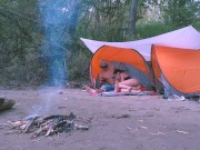 Hot Girl sucked a fat dick in nature. Сhill, Blowjob, Bonfire 7/16