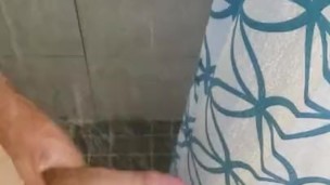 Teen Masturbating Huge Cock in Shower Caught!!!