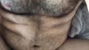 Arab boy cums big load and plays with after shower