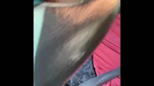Playing with my creamy pussy while driving