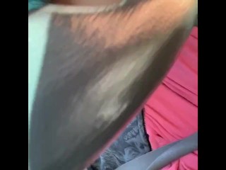 Playing with my creamy pussy while driving