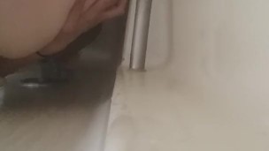 Big natural titties fuck dildo in shower