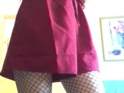 Roleplay: Young shy petite girlfriend strips down to her fishnets x
