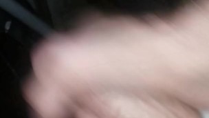 Quickie outside in the thunderstorm. Risky public masturbating in the rain.
