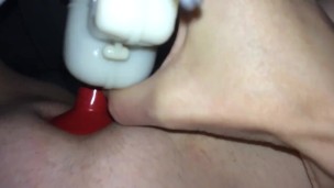 POV electric massager gets me off, orgasmic pussy stimulation
