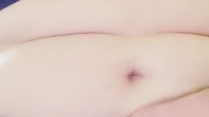 BBW unbuttoning tight shorts so fat belly spills out (short and close-up)