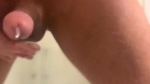 Jack off, then Hands free cum shot in slo-mo