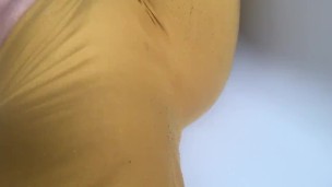 Pissing While Cumming in Tight Yellow Pants