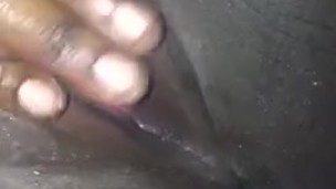 Fat black pussy with big clit masturbates
