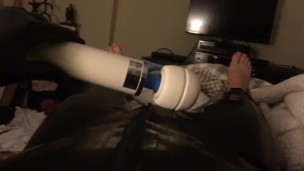 Wearing Latex and Spandex Layers Masturbating Until Cumshot