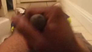 Stroking on bathroom floor during graduation party