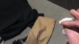 Public wank and cum