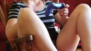 Gaming Girl Upskirt See Through Panties
