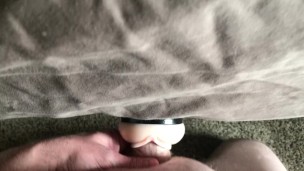 Wife is away so I watch our most popular blowjob video and fuck fake pussy