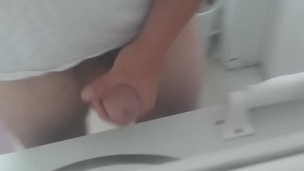 Daddy plays with his big white cock