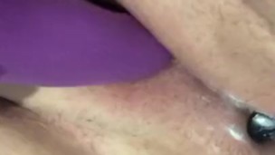 My loud wet pussy getting fucked with a purple vibrator.