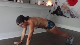 Strip to HIIT Naked Workout led by fitness model