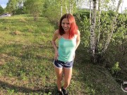 Outdoor blowjob with sports teen near the road.Cum in the mouth