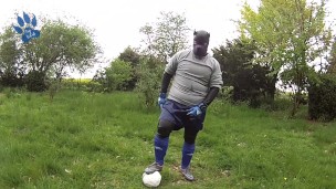 sunday soccer goalie pup pawing off (rubber underneath)