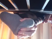 Goth Femdom smelly sweaty sock and feet floor POV 2/16