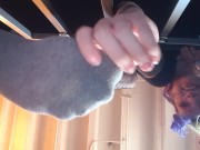 Goth Femdom smelly sweaty sock and feet floor POV 3/16