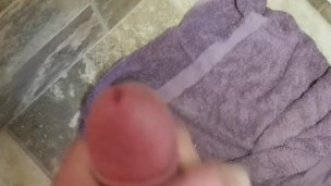 Solo jerking cock with cum shot