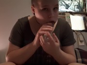Solo female admiring herself