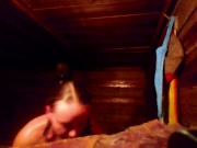 Mother washes tits in a hot bathhouse while her son is on her 2/16