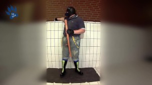 Skinpup riding baseball bat