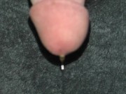 gravity pulls the precum out, leaking cum, cumshot finish