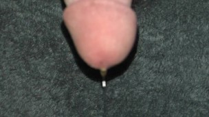 gravity pulls the precum out, leaking cum, cumshot finish
