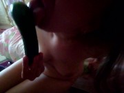 Fucking my pussy with a long cucumber - NatalinaNN
