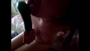 Fucking my pussy with a long cucumber - NatalinaNN