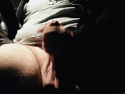 Stroking my big cock on the side of the road in the car